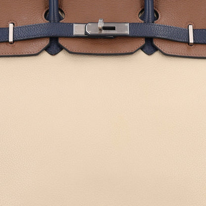 Hermes Taurillon Clemence Horseshoe Birkin 35 Bleu Abysse Parchemin Alezan Colvert 8 of 10
