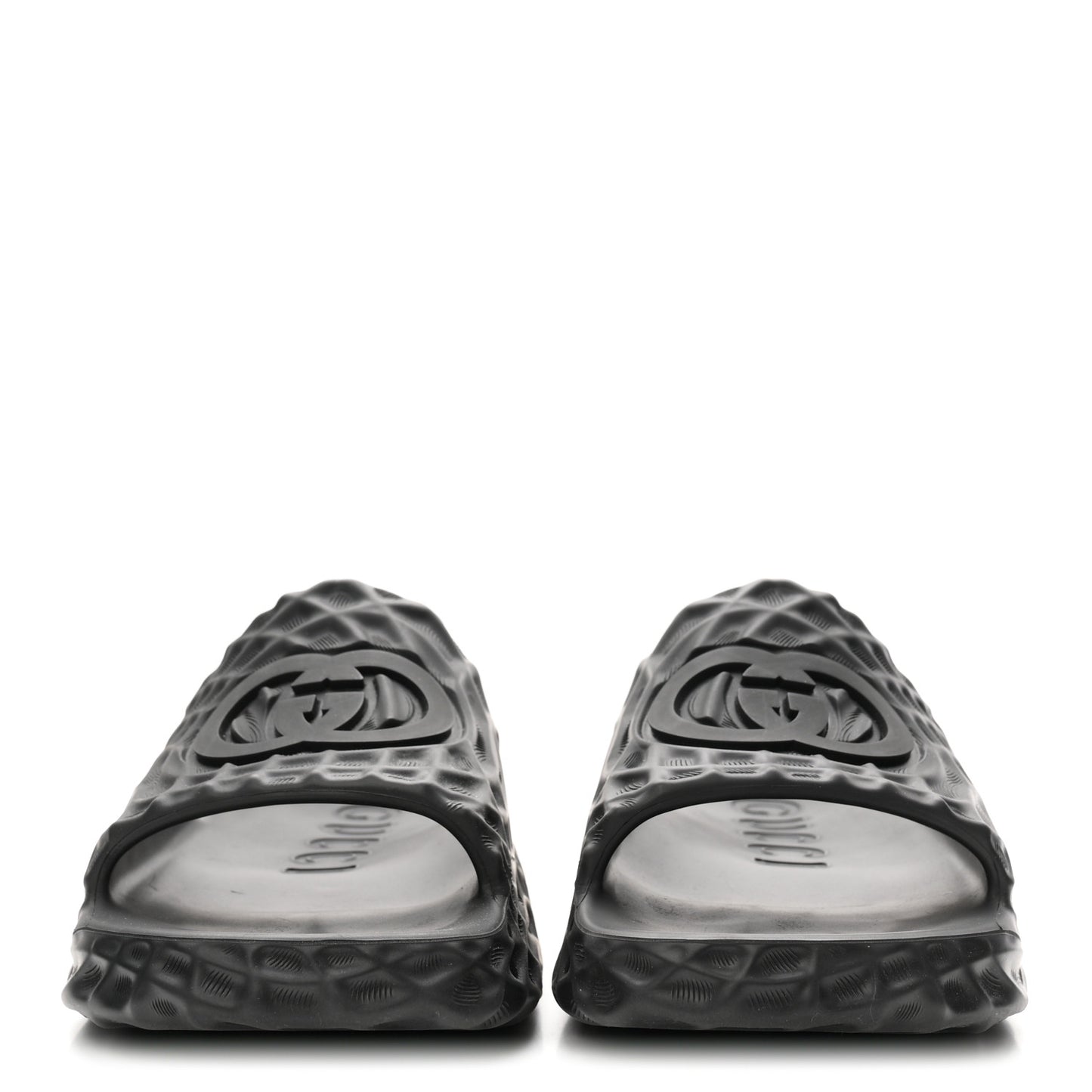 Rubber Interlocking G Mens Slide Sandals 8 Black