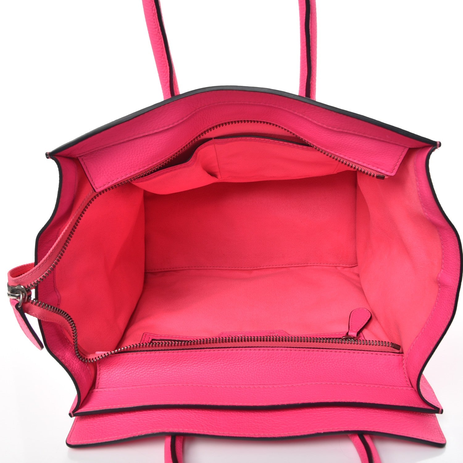 Celine Drummed Calfskin Mini Luggage Fluo Pink 5 of 9
