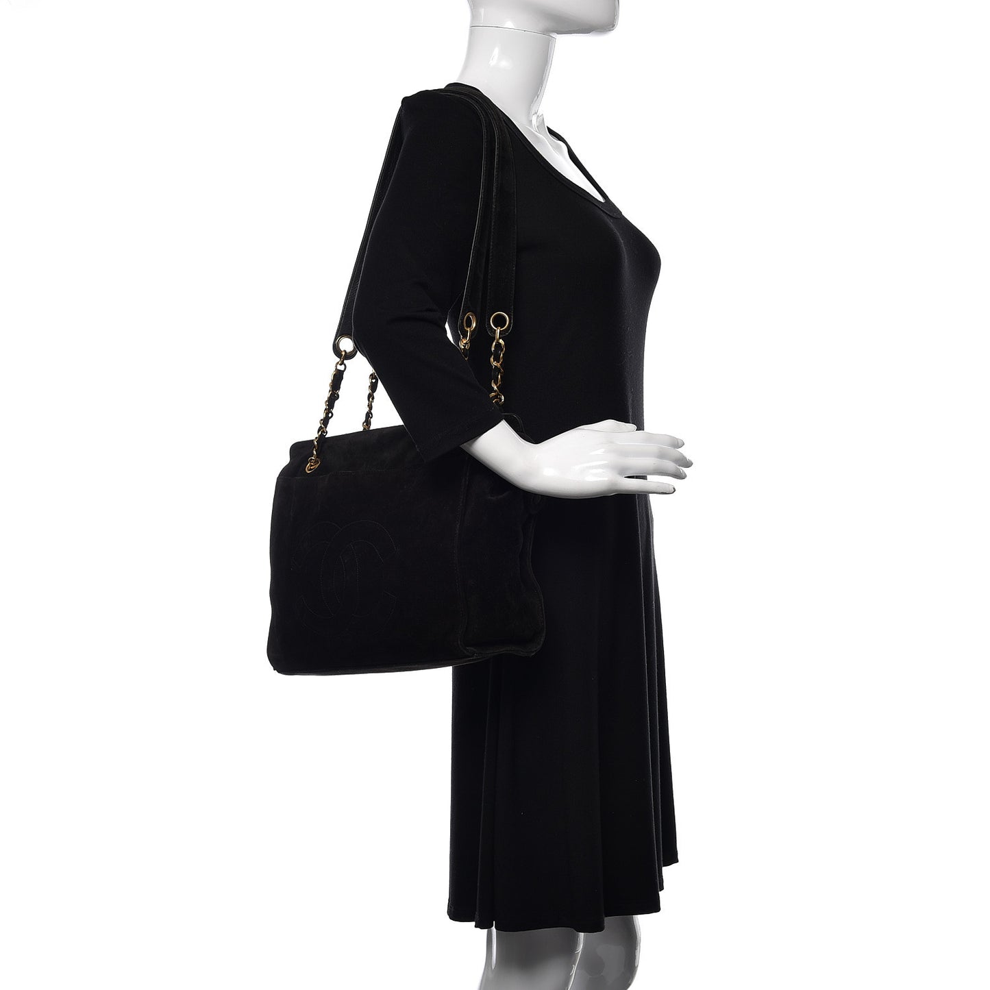 Suede CC Shoulder Bag Black