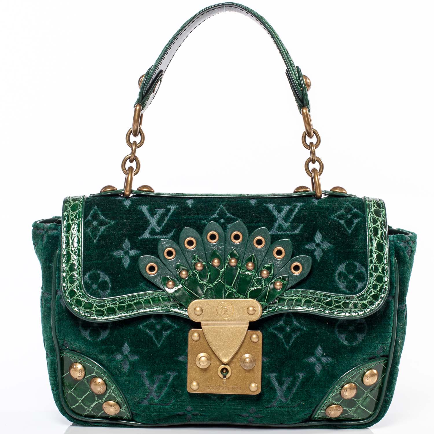 Louis Vuitton Monogram Velours Irvine Alligator Bag Green 36088