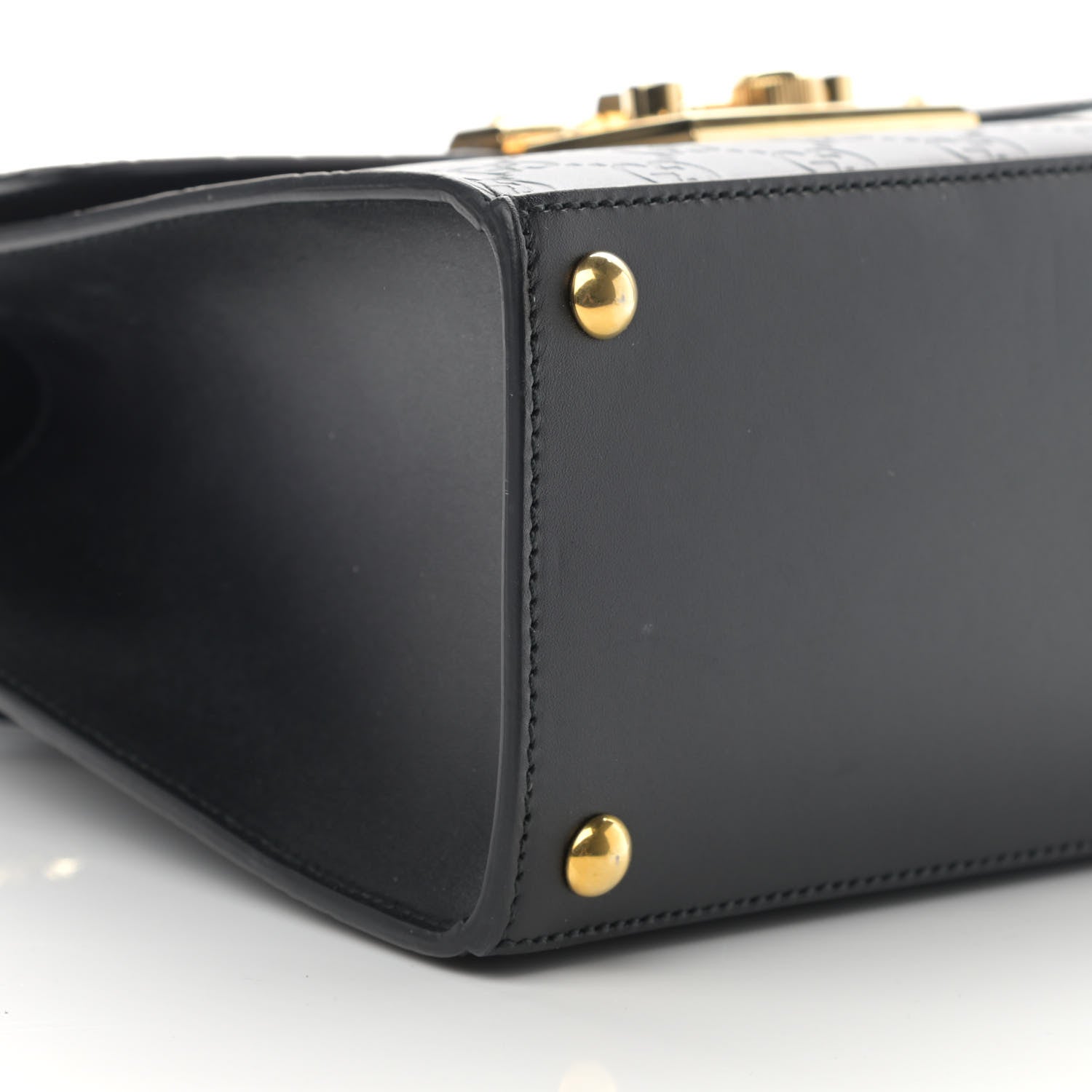 Gucci Guccissima Signature Small Padlock Top Handle Bag Black 9 of 16