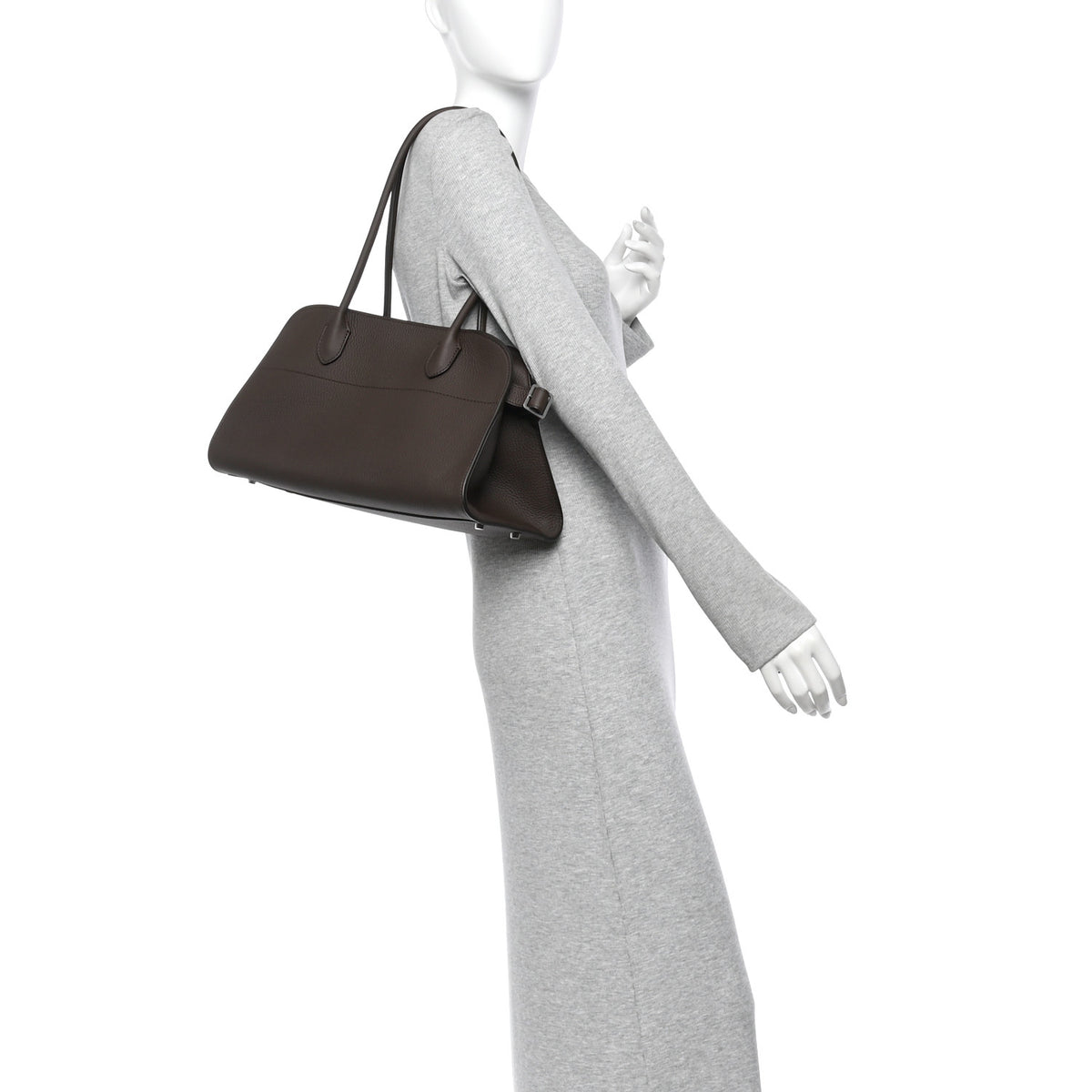 The Row Matte Grained Calfskin Margaux Shoulder 12 Deep Brown 2 of 10