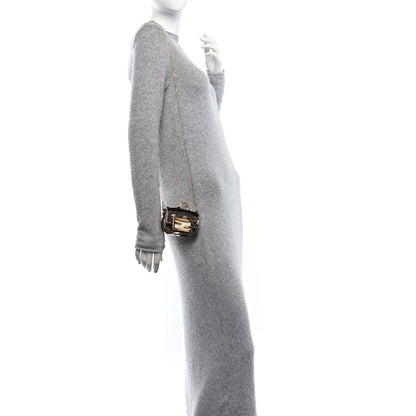 Fendi Sequin Paillettes Shiny Nappa Sex and the City Nano Maxi Buckle Baguette Charm Tortora 3 of 11