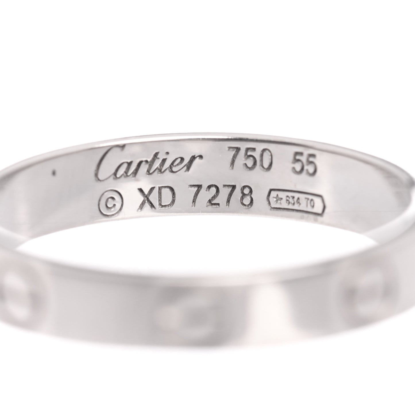 18K White Gold 3.5mm LOVE Wedding Band Ring 55 7.25