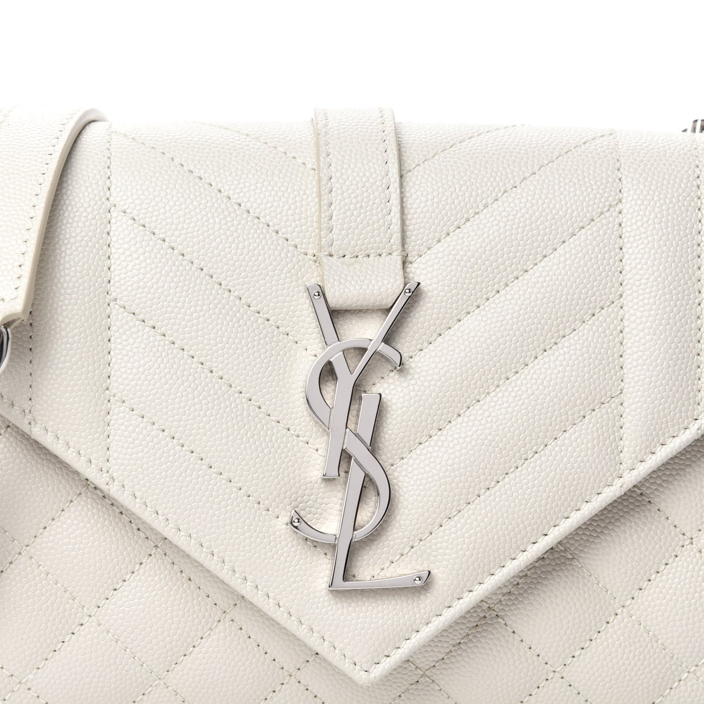 Grain De Poudre Textured Mixed Matelasse Triquilt Small Monogram Satchel Optical White