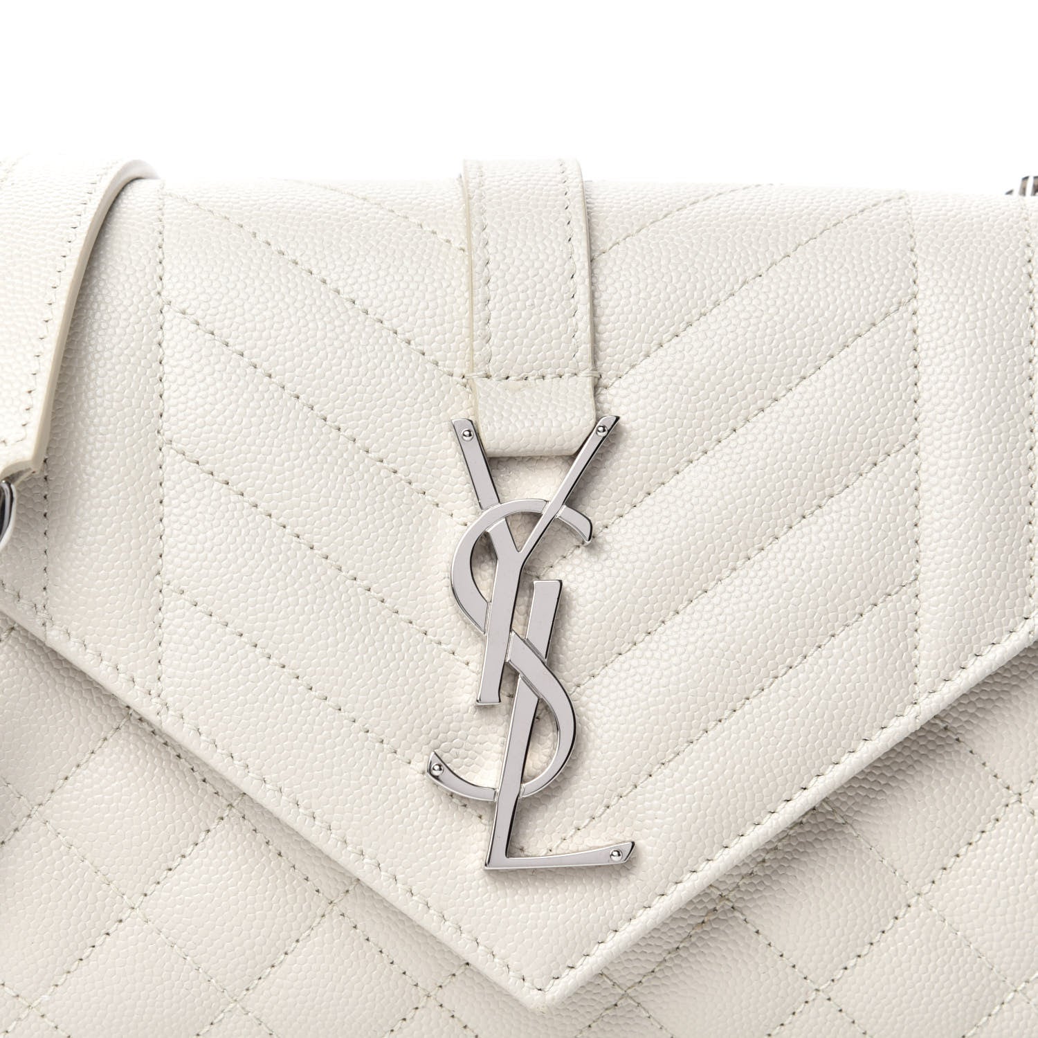 Saint Laurent Grain De Poudre Textured Mixed Matelasse Triquilt Small Monogram Satchel Optical White 10 of 12