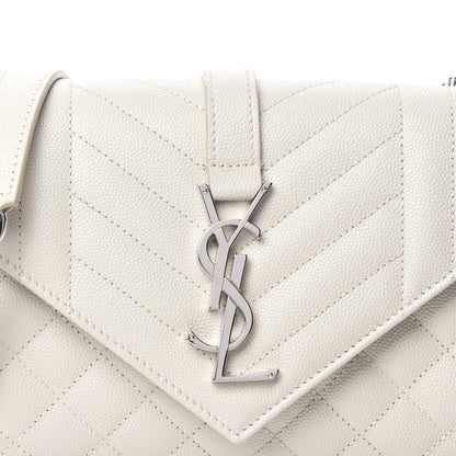 Saint Laurent Grain De Poudre Textured Mixed Matelasse Triquilt Small Monogram Satchel Optical White 10 of 12