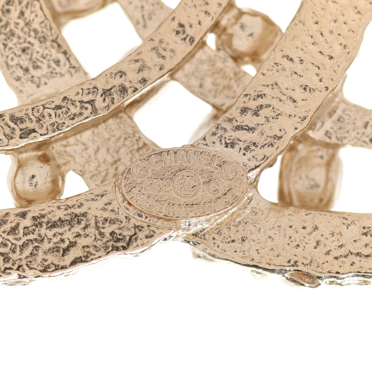 Chanel Crystal CC Brooch Light Gold 4 of 5