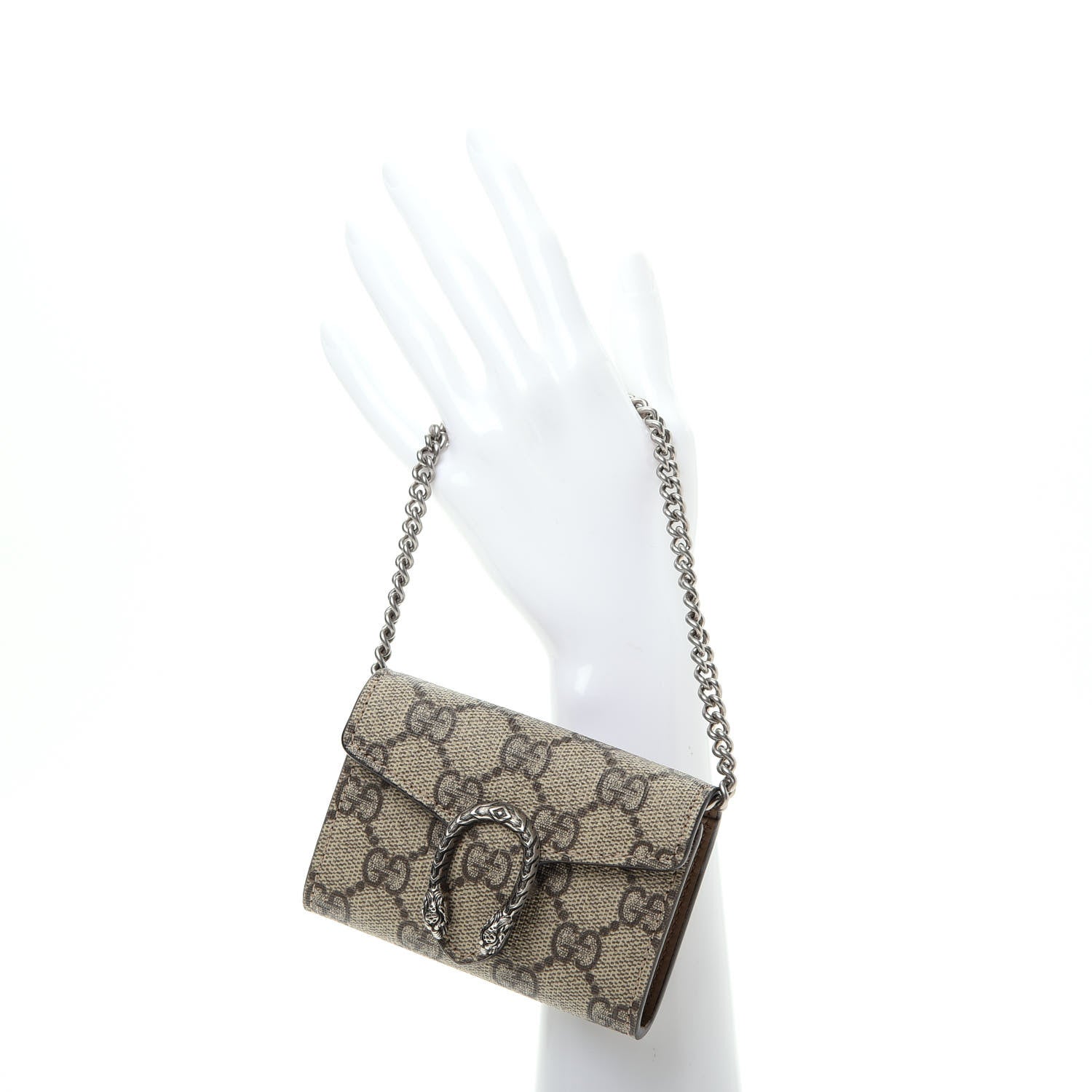 Gucci GG Supreme Monogram Dionysus Coin Purse Taupe 2 of 7