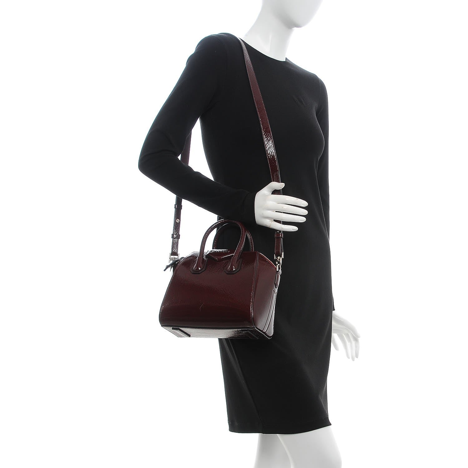 Givenchy Crinkled Patent Calfskin Mini Antigona Aubergine 2 of 8