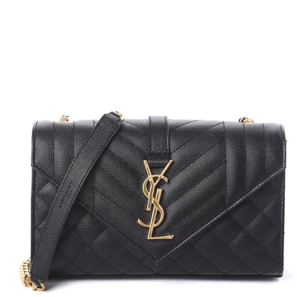 Saint Laurent Grain De Poudre Textured Mixed Matelasse Triquilt Small Monogram Satchel Black 1 of 9