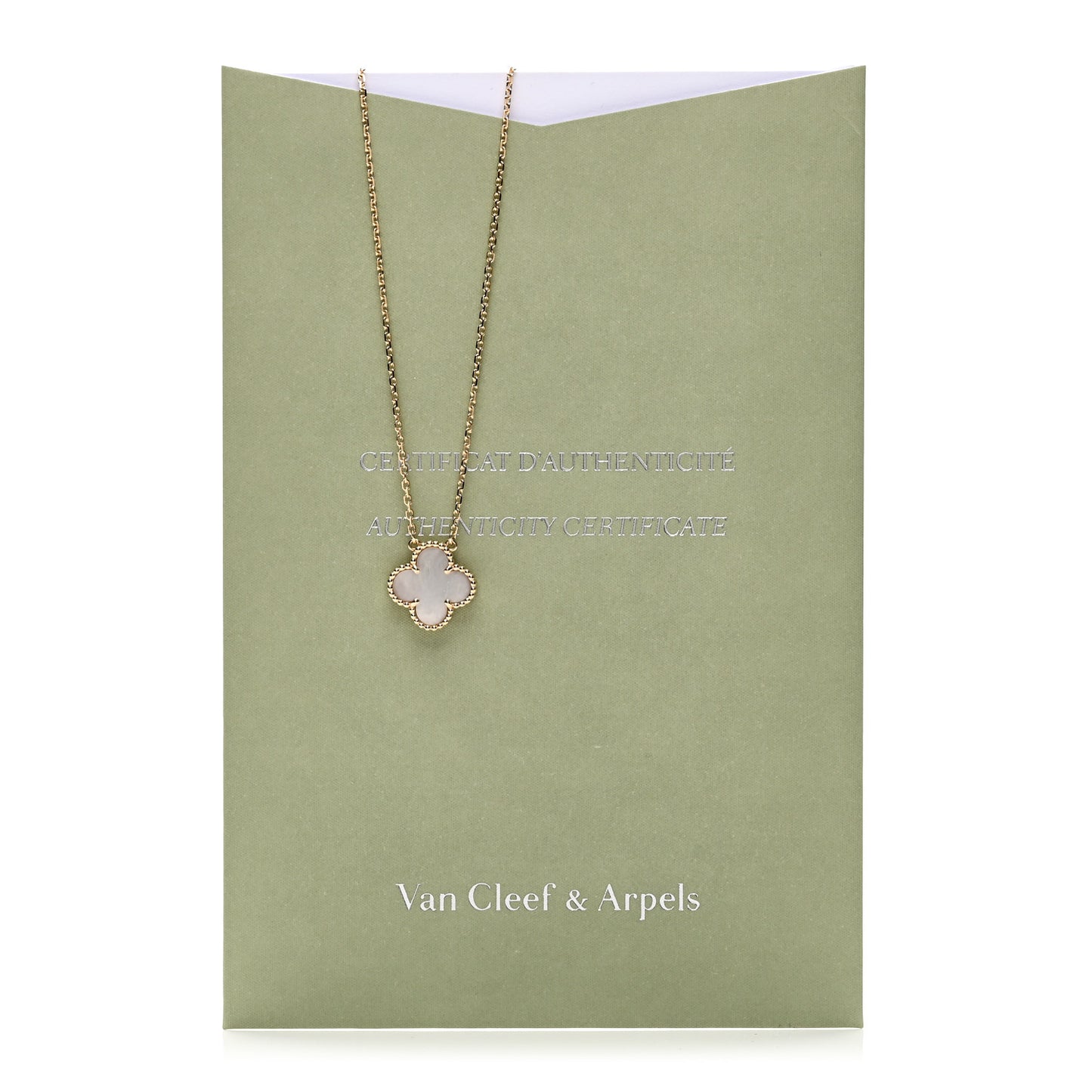 18K Yellow Gold Mother of Pearl Vintage Alhambra Pendant Necklace