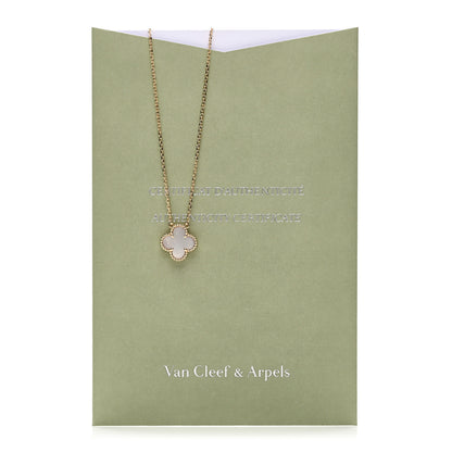 Van Cleef & Arpels 18K Yellow Gold Mother of Pearl Vintage Alhambra Pendant Necklace 6 of 6