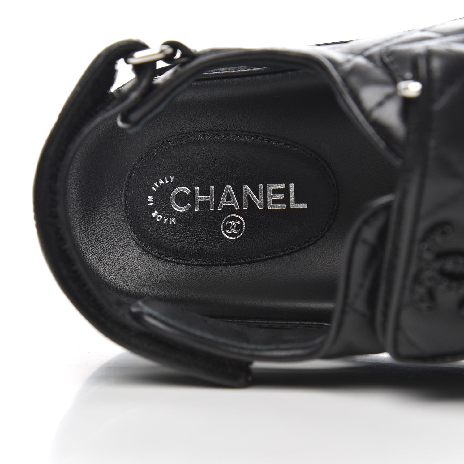 Chanel Lambskin Velcro Dad Sandals 36.5 Black 6 of 10