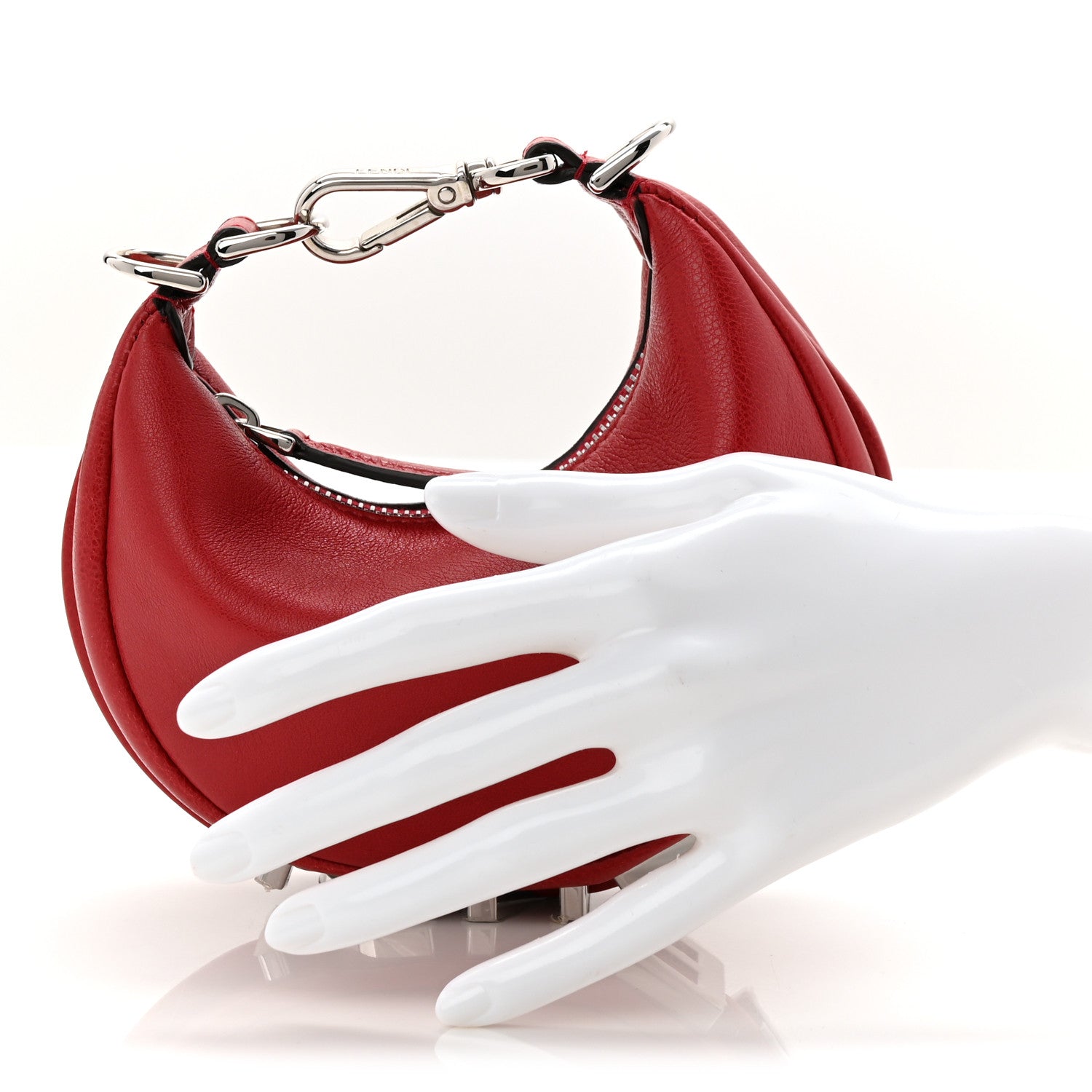 Fendi Vitello Grace New Matte Nano Fendigraphy Hobo Charm Scarlet Sage 2 of 10