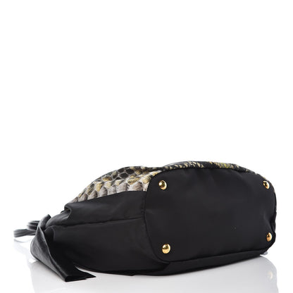 Prada Nylon Python Print Large Bow Bag Verde 4 of 8