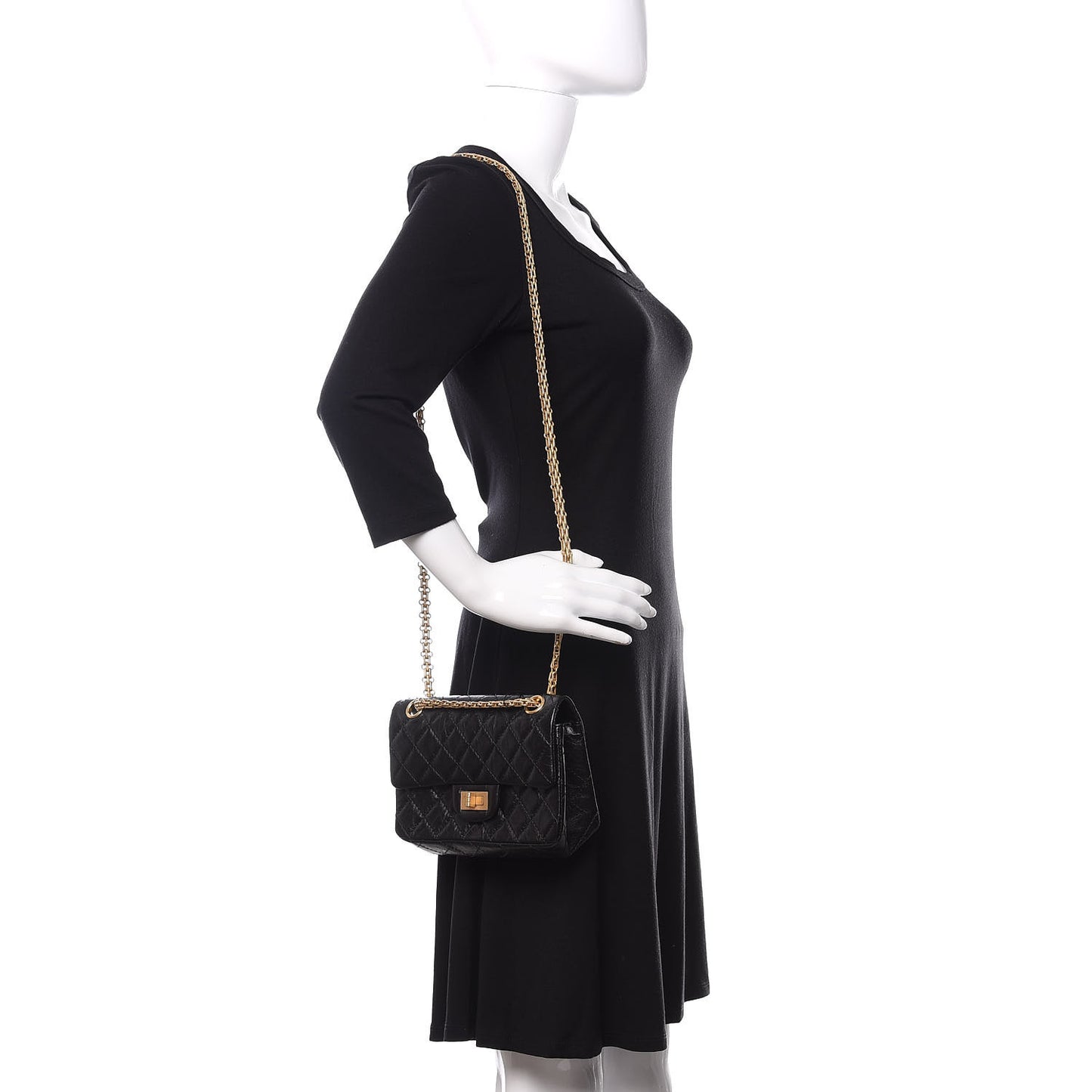 Aged Calfskin Quilted 2.55 Reissue Mini Flap Black
