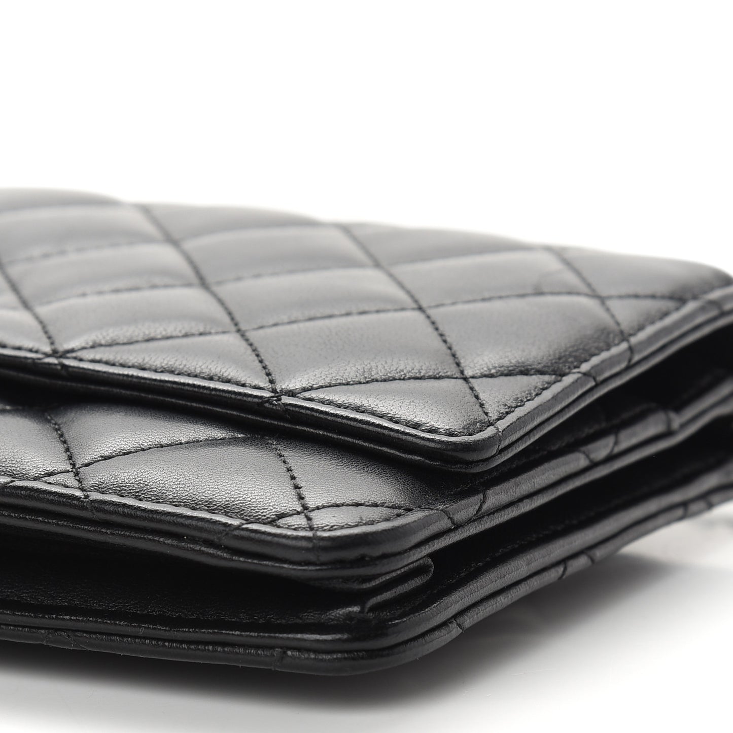 Lambskin Quilted Wallet On Chain WOC Black