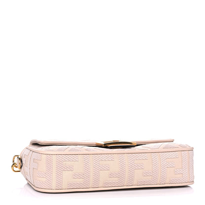 Fendi Canvas Vitello King Bi-Color Strap FF Embroidered Baguette Poudre 4 of 15