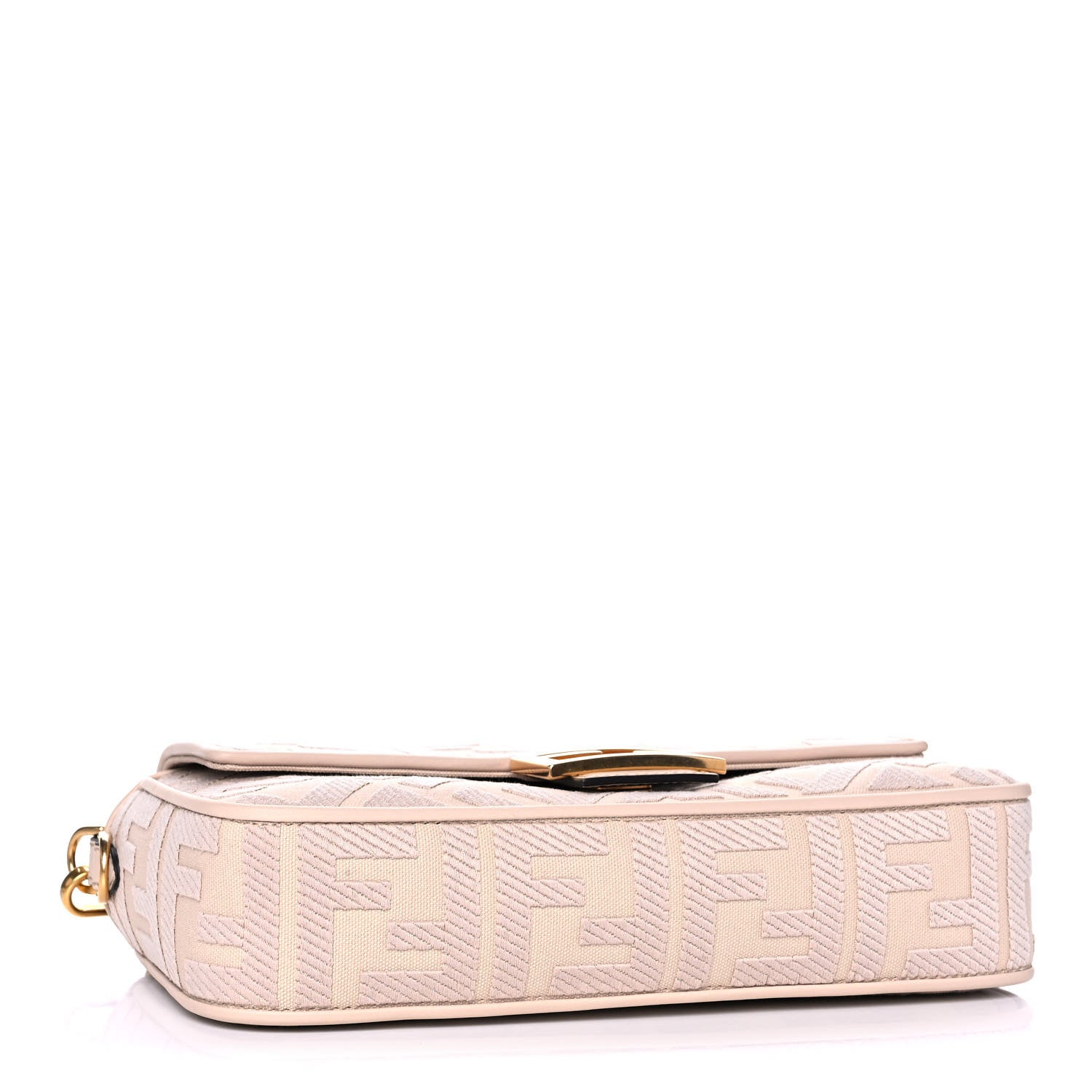 Fendi Canvas Vitello King Bi-Color Strap FF Embroidered Baguette Poudre 4 of 15