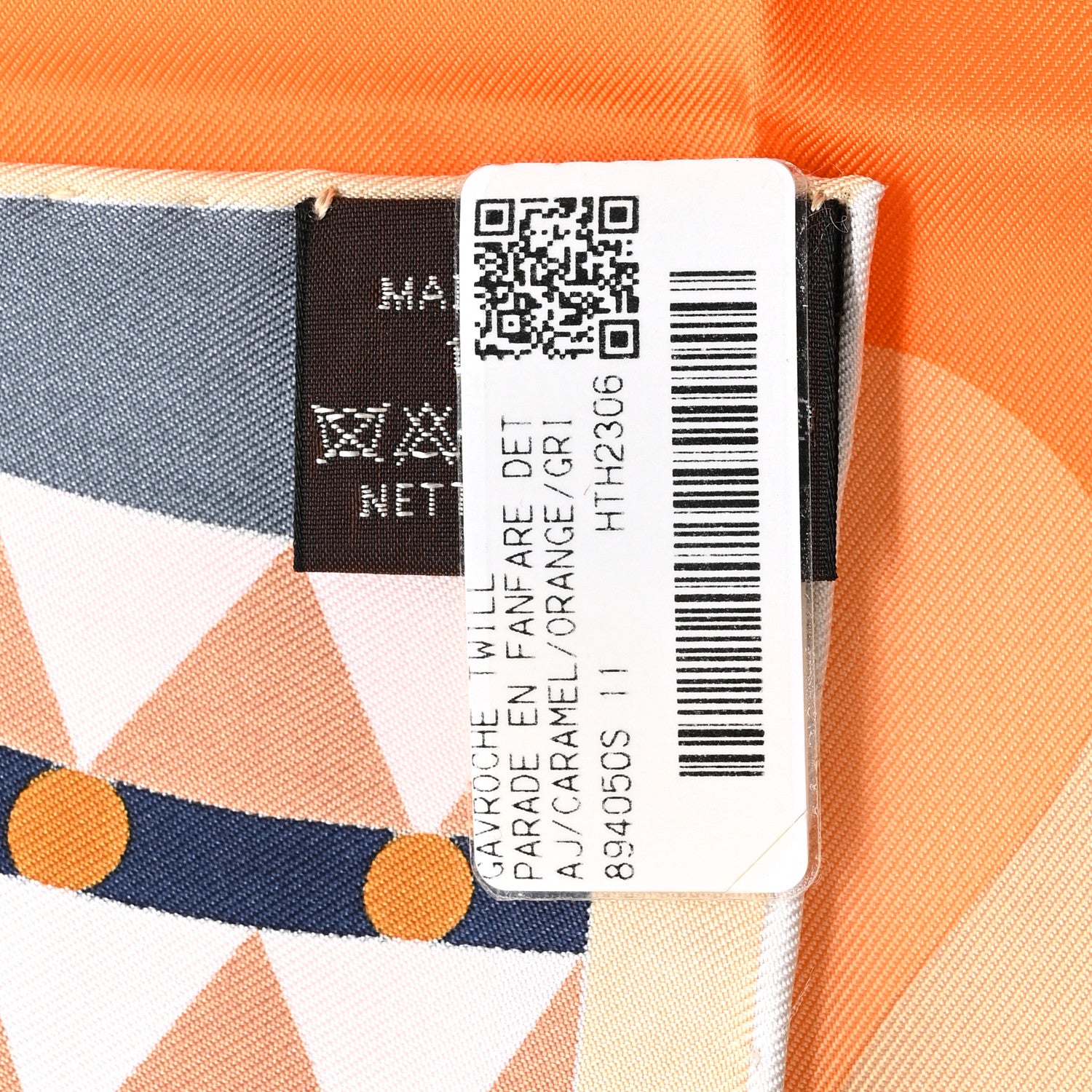 Hermes Silk Gavroche Parade En Fanfare Scarf 45 Caramel Orange Gris 4 of 4