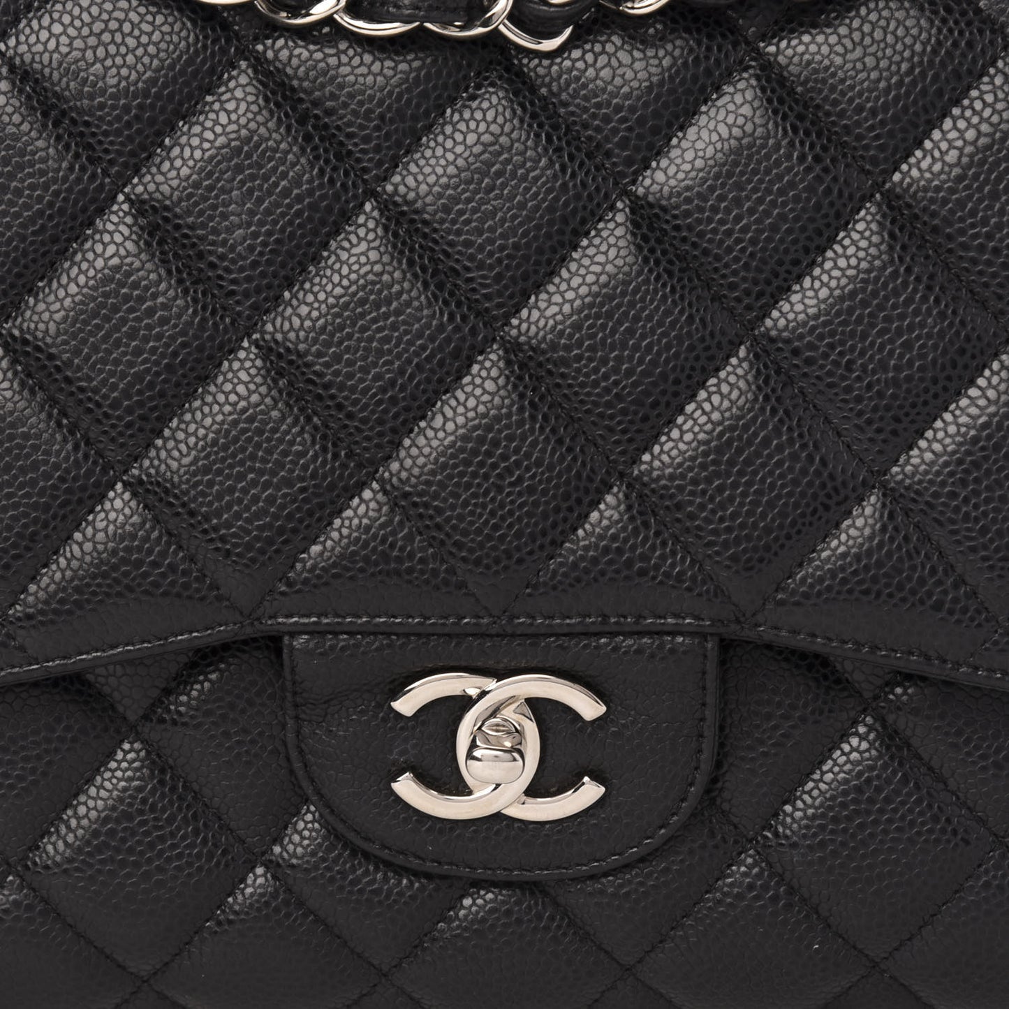 Caviar Quilted Jumbo Double Flap Black