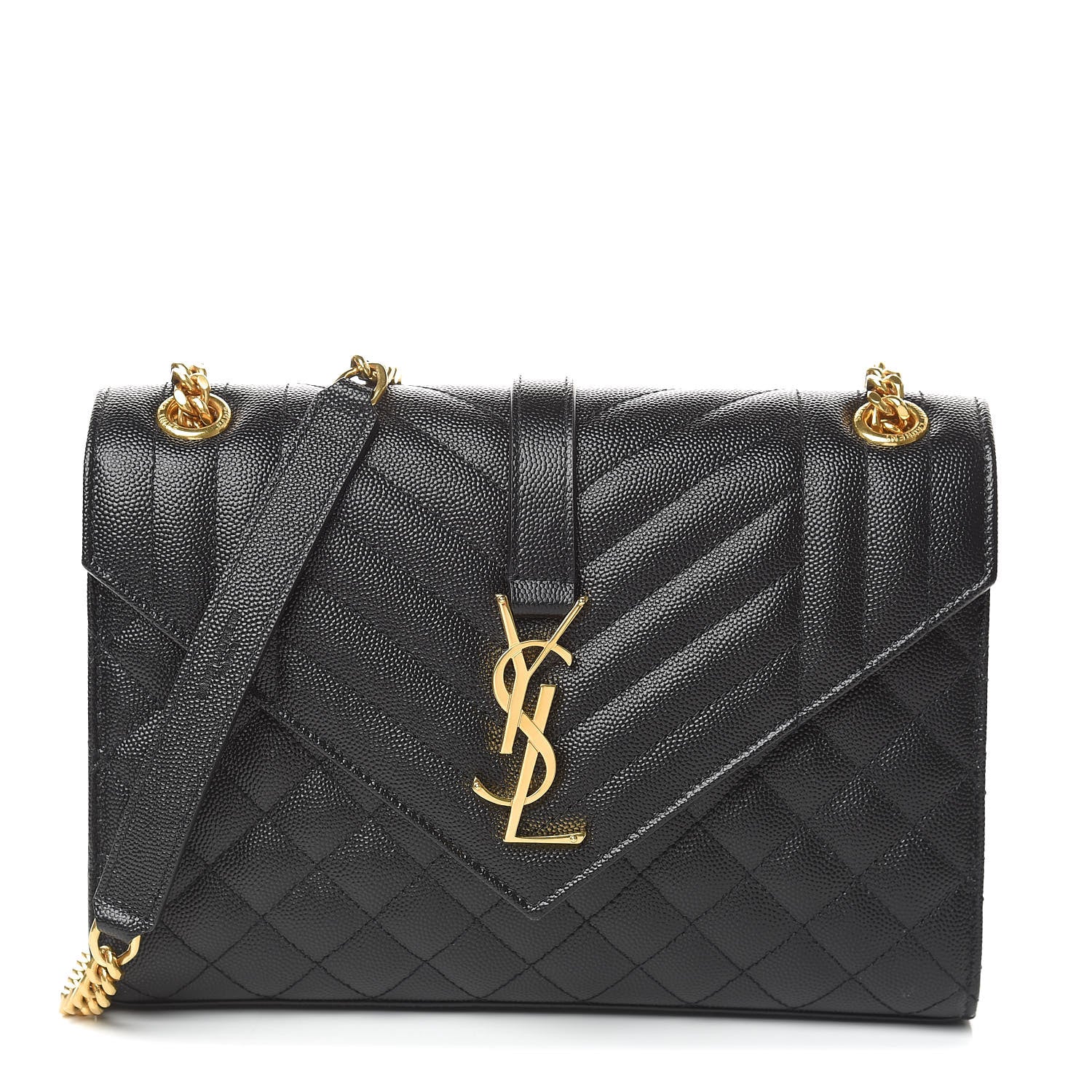 Saint Laurent Grain De Poudre Textured Mixed Matelasse Triquilt Medium Monogram Satchel Black 1 of 9