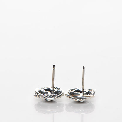 David Yurman Sterling Silver Black Onyx 7mm Infinity Earrings 3 of 4