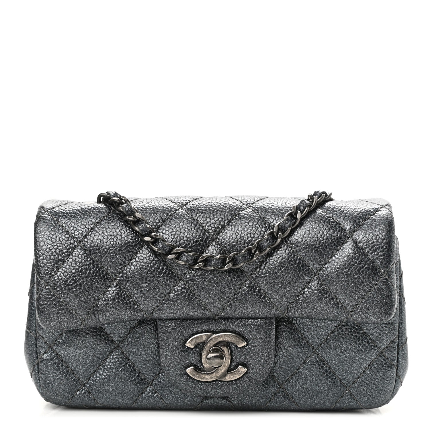 Chanel Metallic Caviar Quilted Extra Mini Flap Charcoal 1 of 11