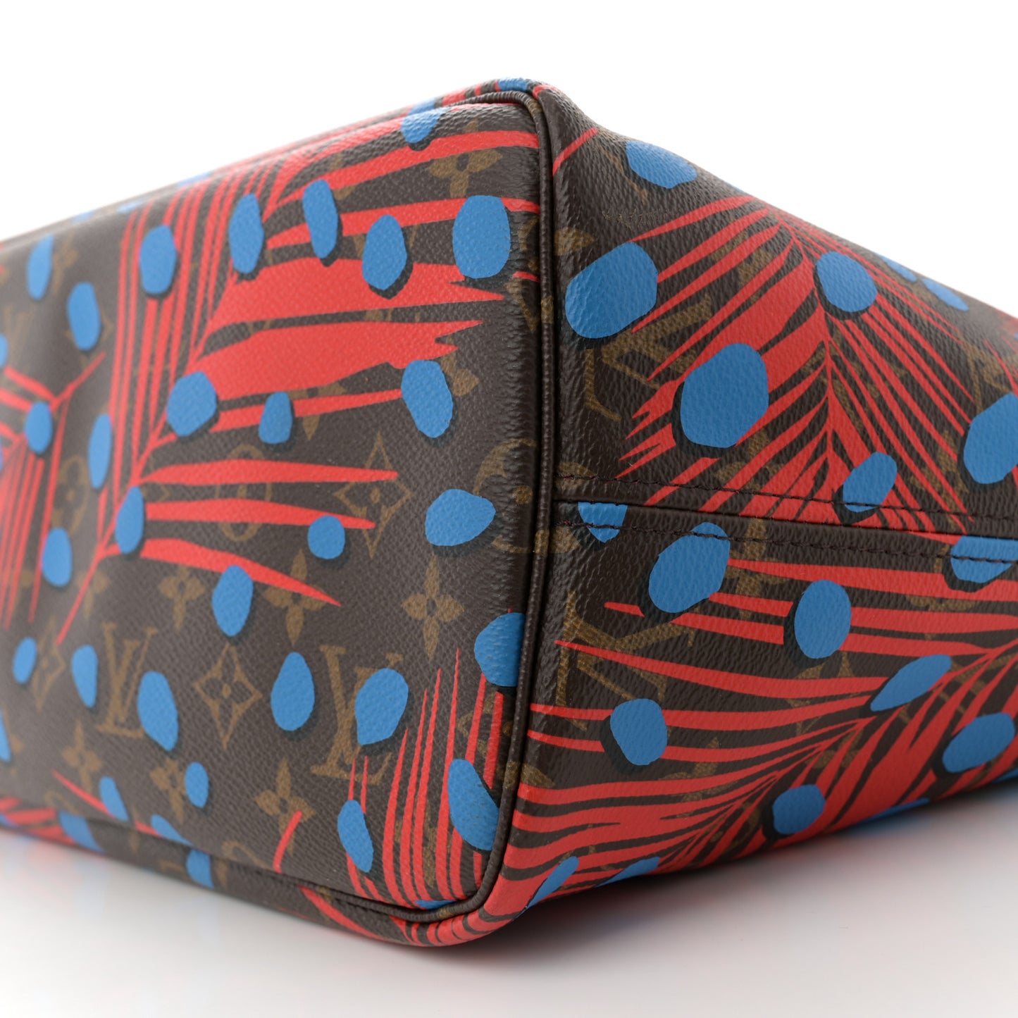Monogram Jungle Dots Neo Neverfull MM Coquelicot Denim