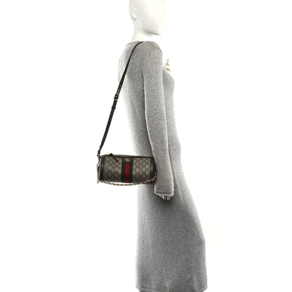 Gucci GG Supreme Monogram Textured Dollar Calfskin Web Small Ophidia Blondie Barrel shoulder Bag Beige New Acero 2 of 10