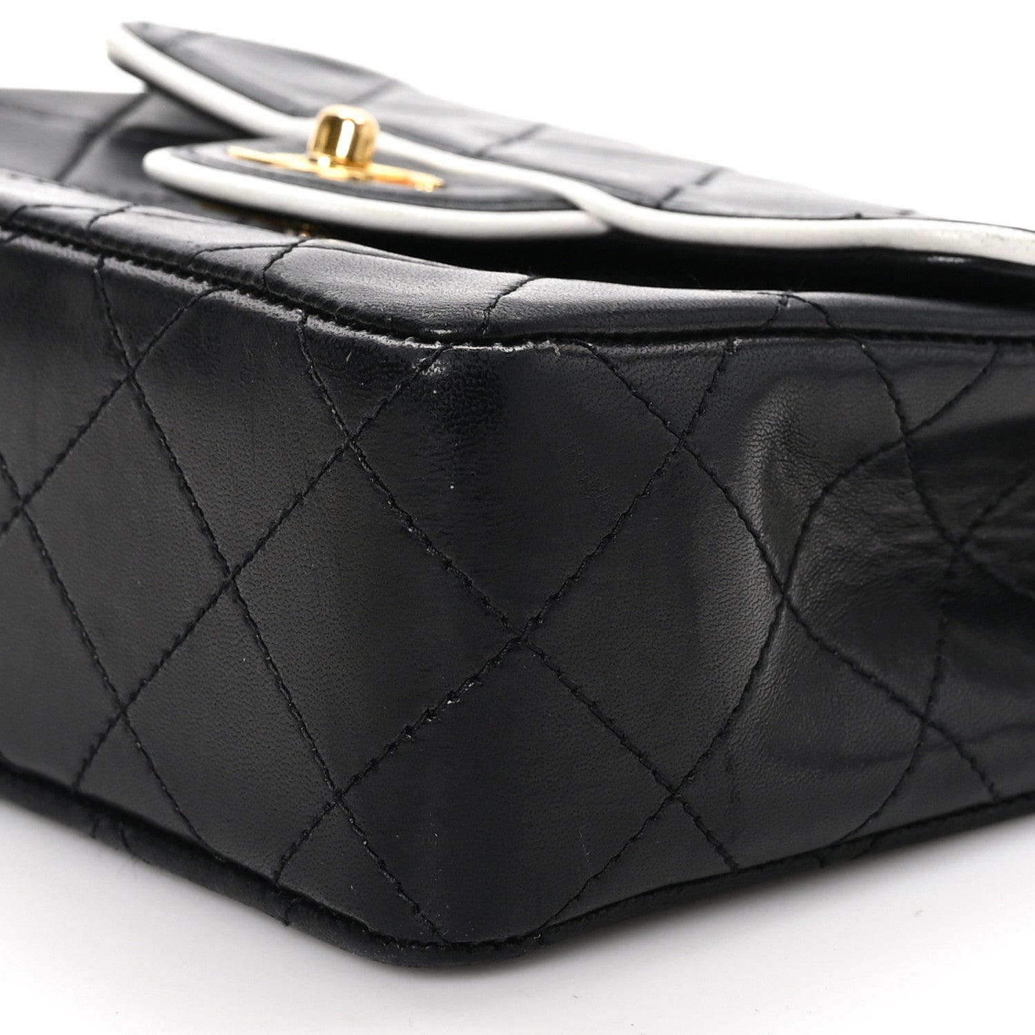 Chanel Lambskin Quilted Mini Square Flap Bag Black White 11 of 11