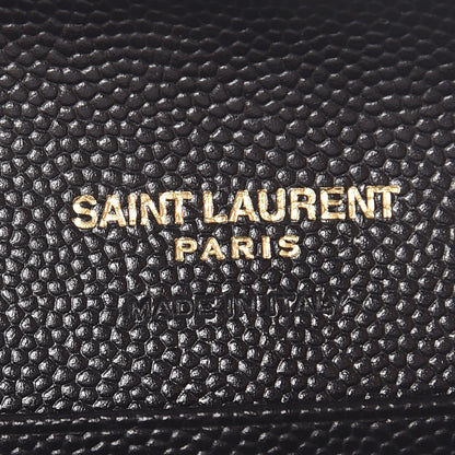 Saint Laurent Grain De Poudre Matelasse Chevron Small Monogram Envelope Wallet Black 6 of 7