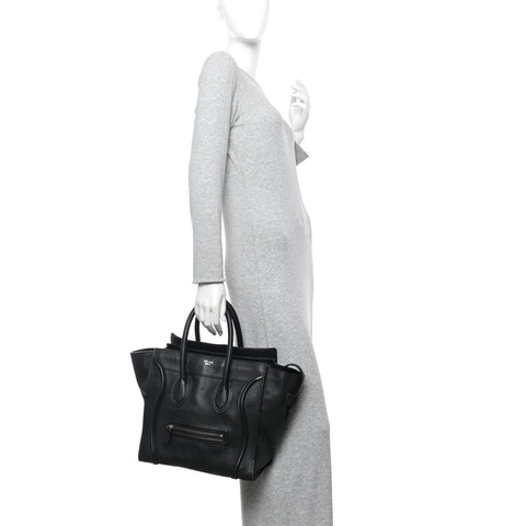 Drummed Calfskin Mini Luggage Black