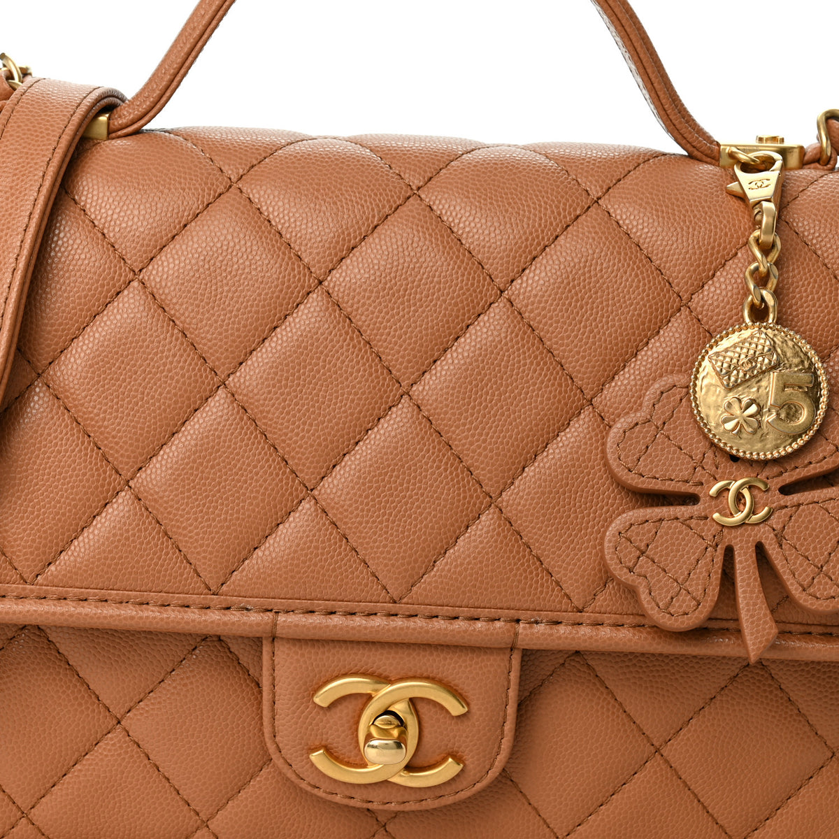 Chanel Caviar Quilted School Memory Top Handle Flap Brown 7 of 9