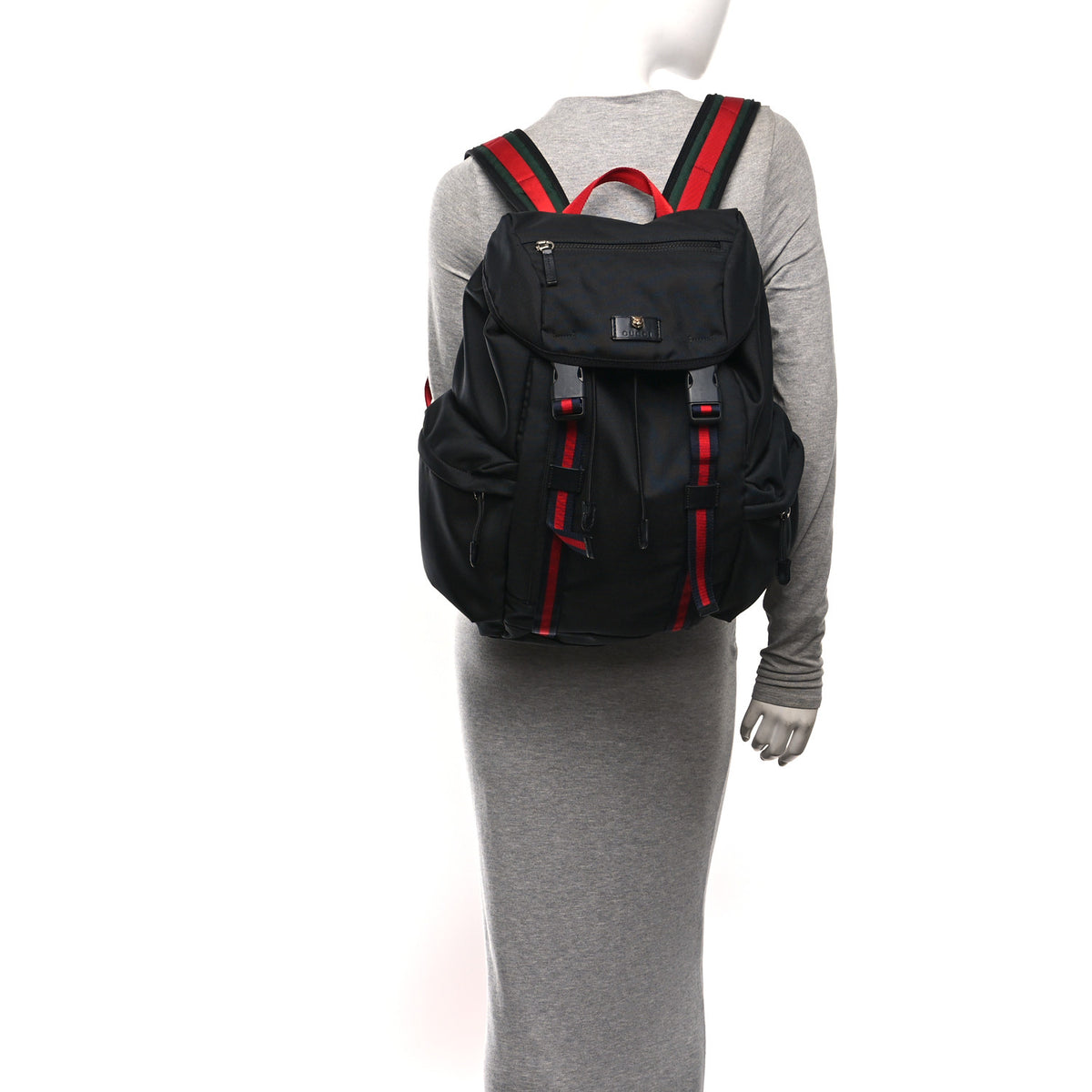 Gucci Techno Canvas Web Double Buckle Backpack Black 2 of 10