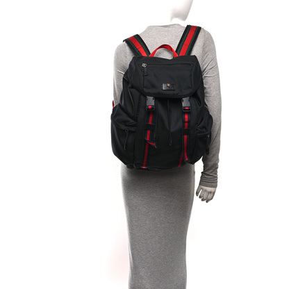 Gucci Techno Canvas Web Double Buckle Backpack Black 2 of 10