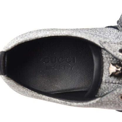 Gucci Glitter Fabric Studded Web Sneakers 35.5 Silver 8 of 10
