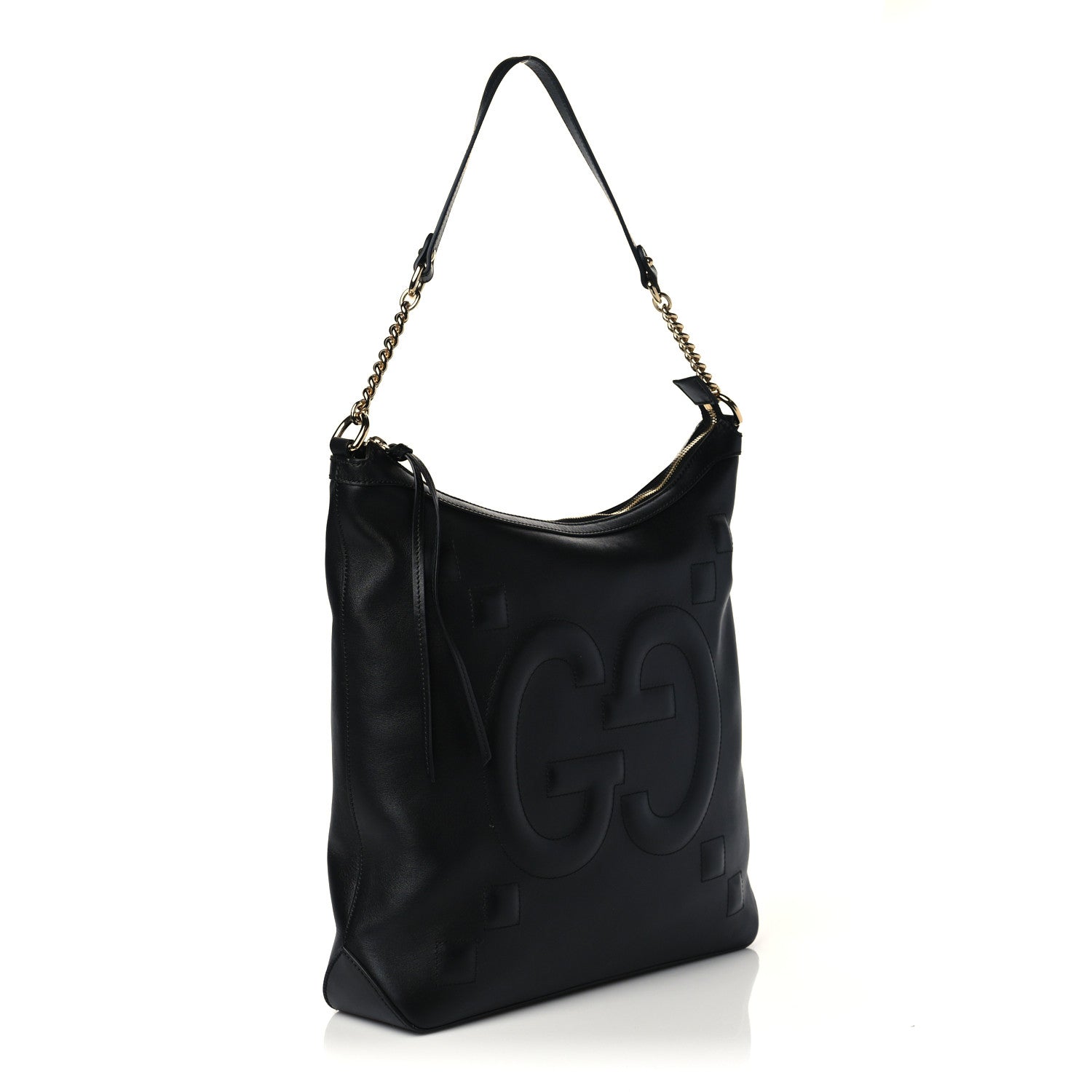 Gucci Apollo Calfskin GG Dadini Embroidered Chain Hobo Black 3 of 10