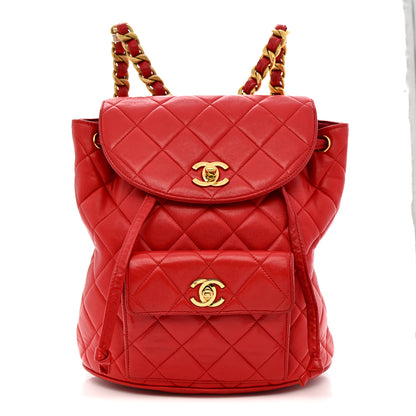 Chanel Lambskin Quilted Backpack Red 1 of 10