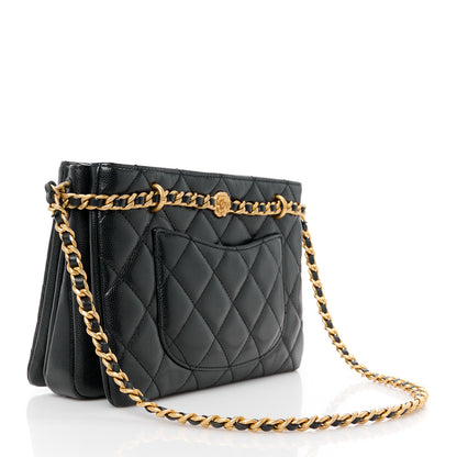 Chanel Caviar Quilted Camellia Small Shopping Bag Black 3 of 12