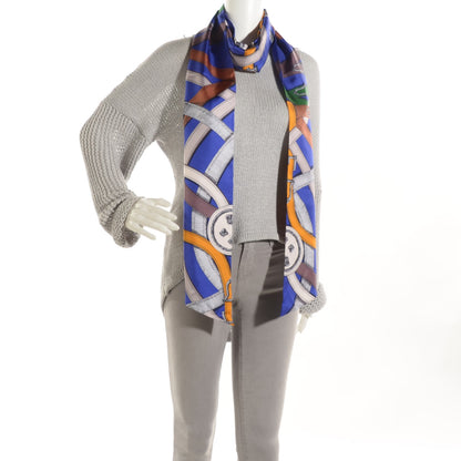 Hermes Silk Cavalcadour Maxi Twilly Indigo Vert Marron 2 of 5