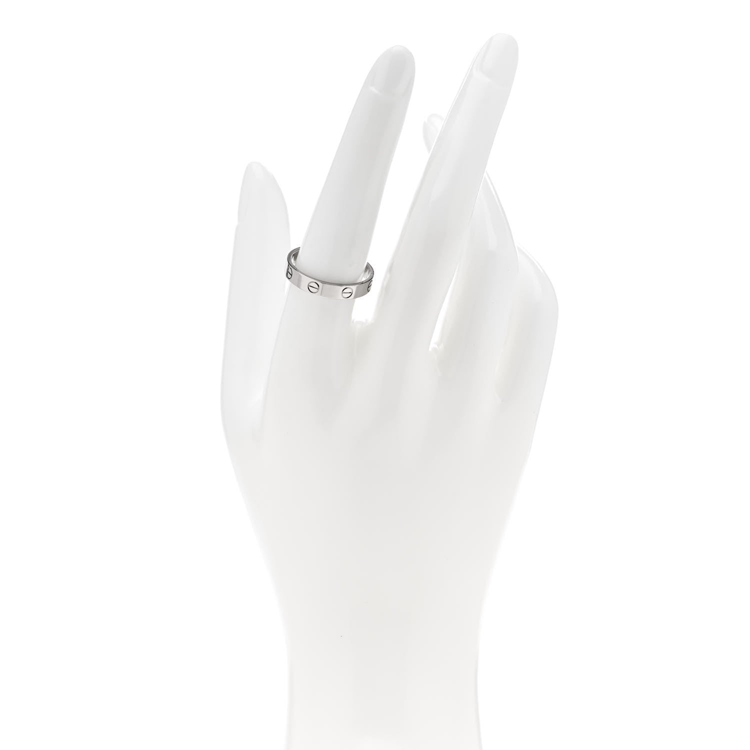 Cartier 18K White Gold 3.5mm LOVE Wedding Band Ring 57 8 2 of 6