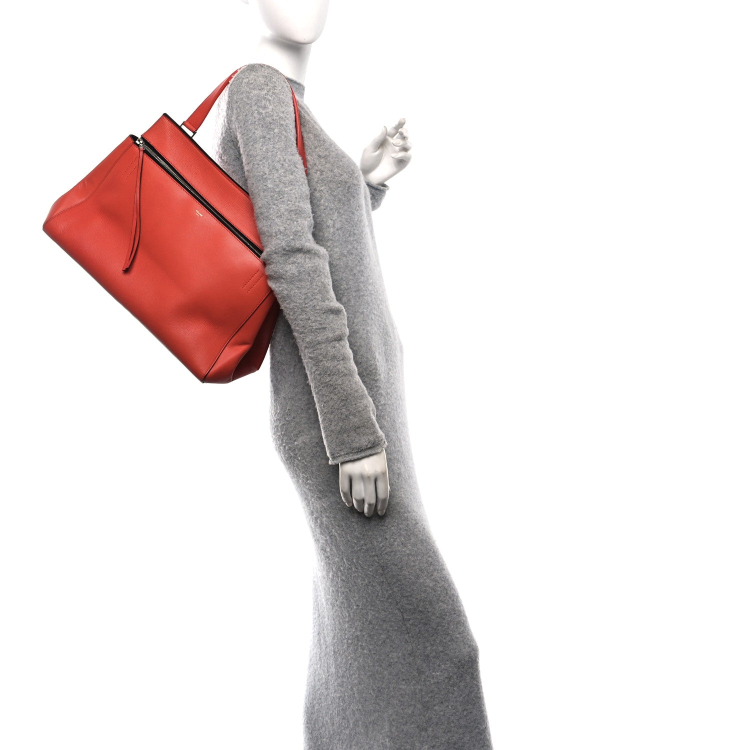 Celine Grained Calfskin Medium Edge Shoulder Bag Vermillion 2 of 9