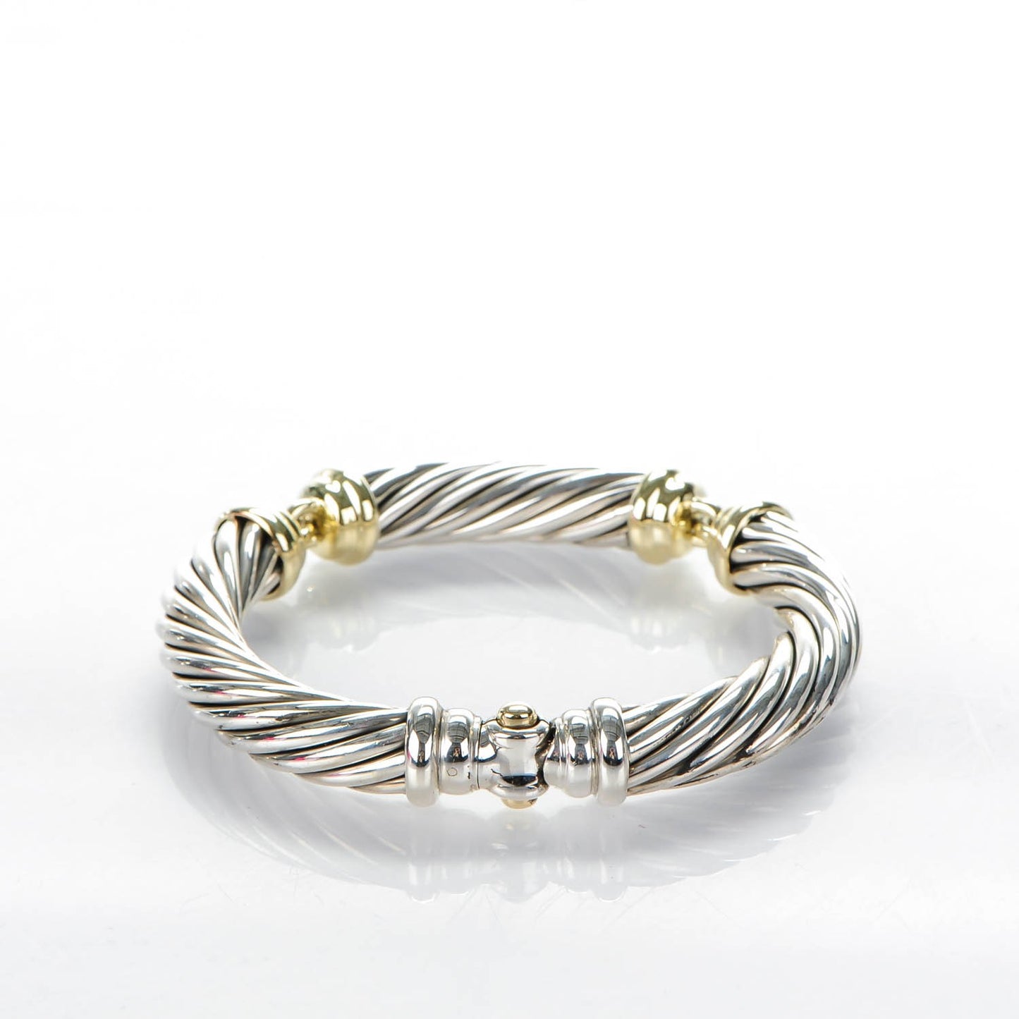 Sterling Silver 14K Yellow Gold 10mm Metro Cable Bracelet