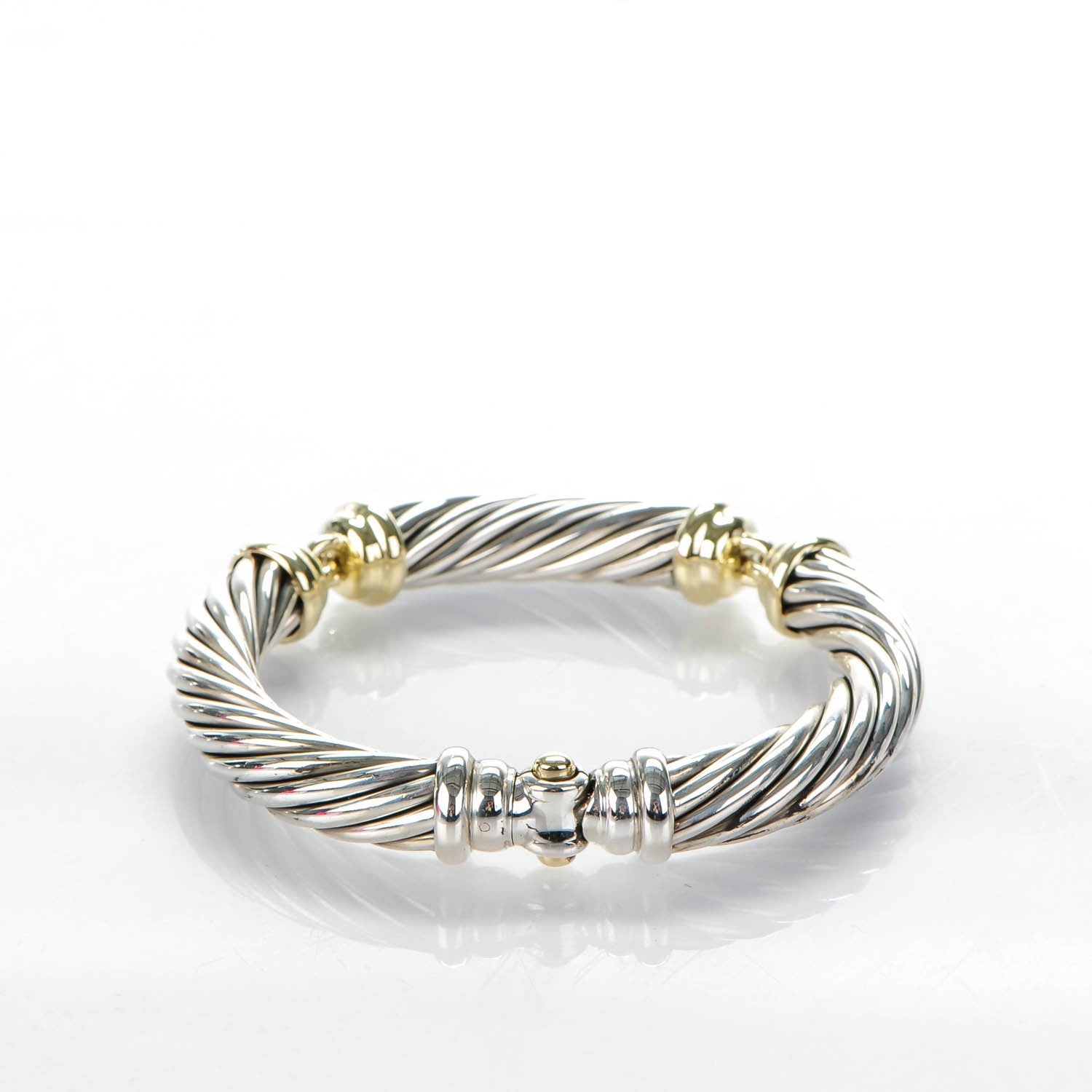 David Yurman Sterling Silver 14K Yellow Gold 10mm Metro Cable Bracelet 3 of 6