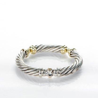 David Yurman Sterling Silver 14K Yellow Gold 10mm Metro Cable Bracelet 3 of 6