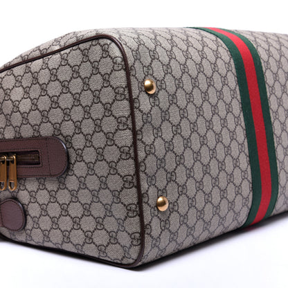 Gucci GG Supreme Monogram Textured Dollar Calfskin Web Medium Ophidia Carry-On Duffle Bag Beige Ebony New Acero 6 of 16
