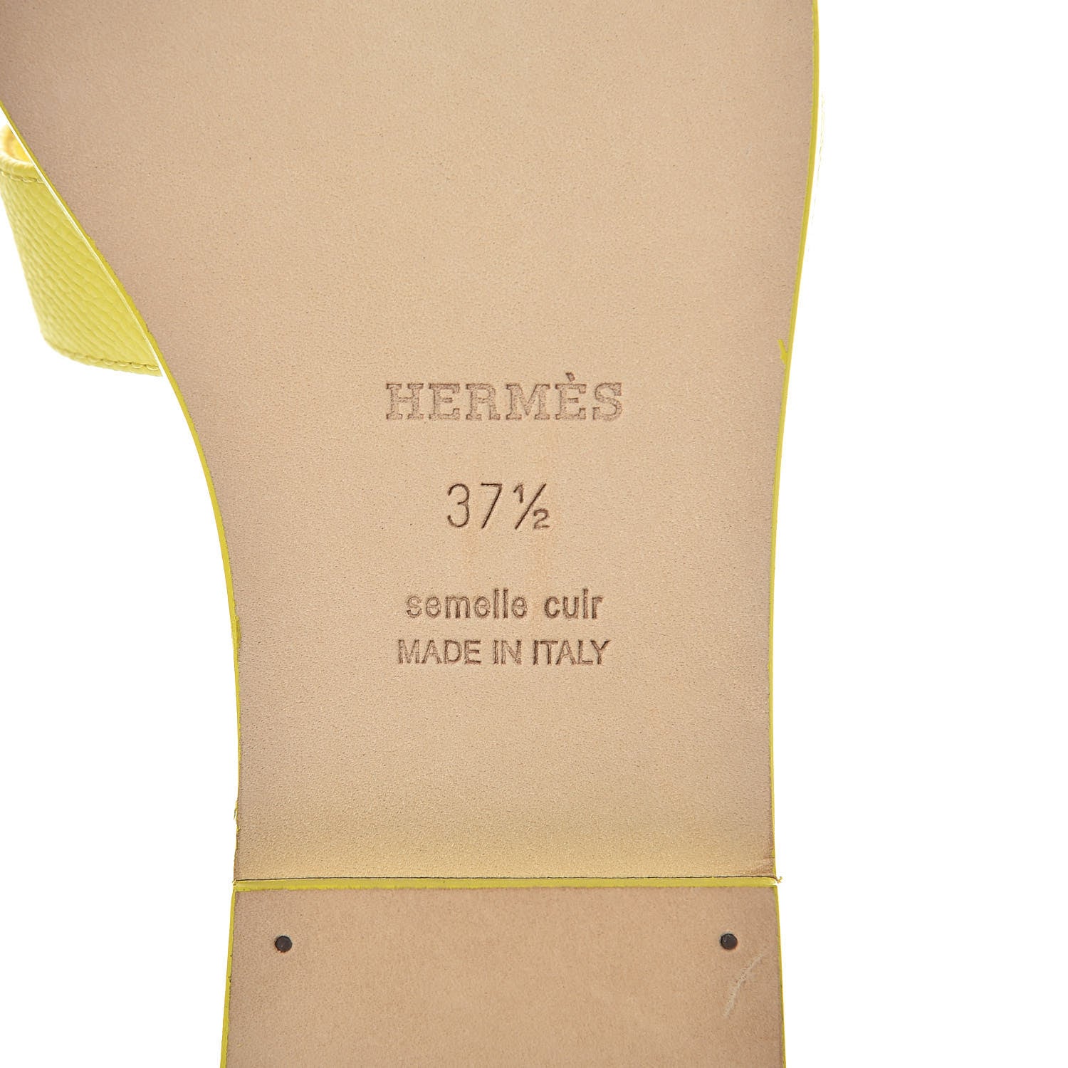 Hermes Epsom Oran Sandals 37.5 Lime 7 of 8